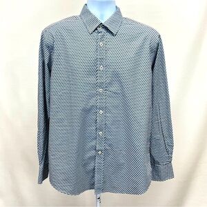 QUIETI Men’s‎ cube print long sleeve button down shirt size L